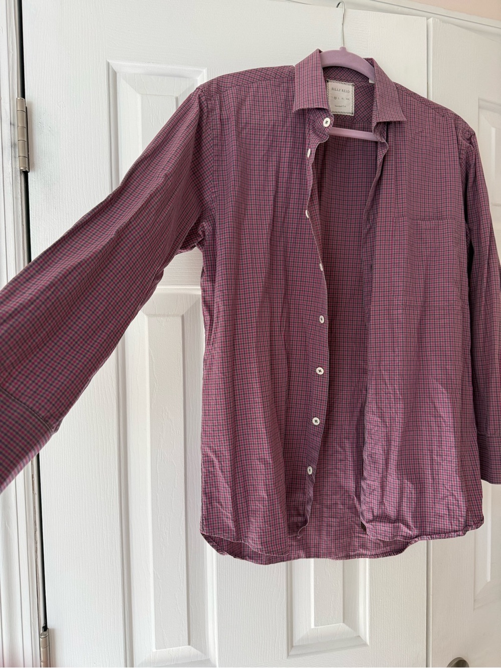 Billy Reid Pink and Blue Gingham Button-Down Shirt